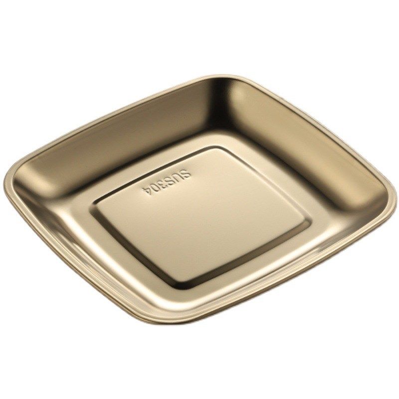 304不锈钢四方形盘商用金色烧烤盘肠粉J盘菜盘平底托盘创意小吃盘,淘宝优惠券,粉丝福利购,淘宝优惠卷