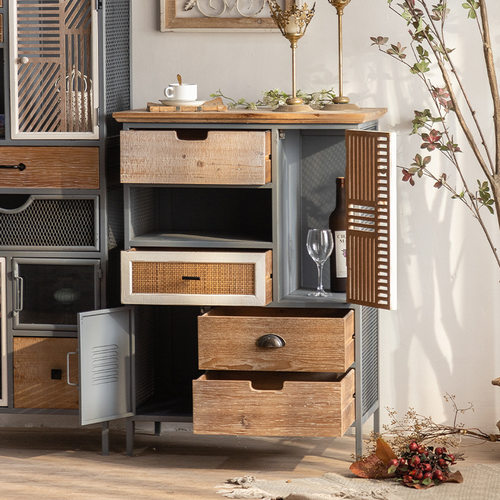 美式复古做旧工业风斗柜铁艺民宿客厅储物展示Q柜子装饰模型展示 - 图2