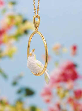 白色凤头鹦鹉小鸟项链