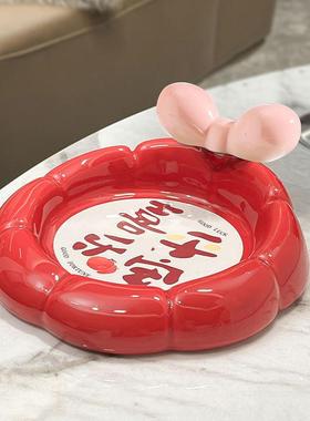 入户门口钥匙收纳托盘平安喜乐摆件客厅陶瓷玄关家居饰品乔迁礼物