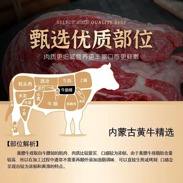 Commercial raw cut yellow fat fresh raw beef frozen