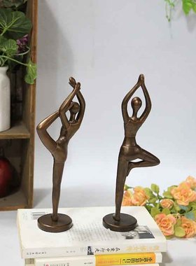 玄关装饰电视柜家居欧式生u日送礼物书房酒柜桌面摆件复古瑜伽女