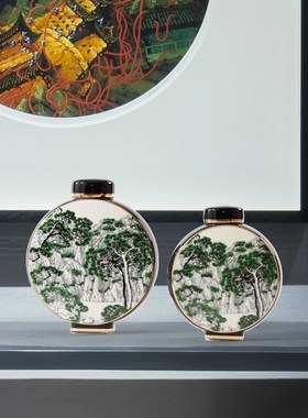 rzone 现代简约陶瓷储物罐新中式金边橱窗工艺品书房X柜子软装摆