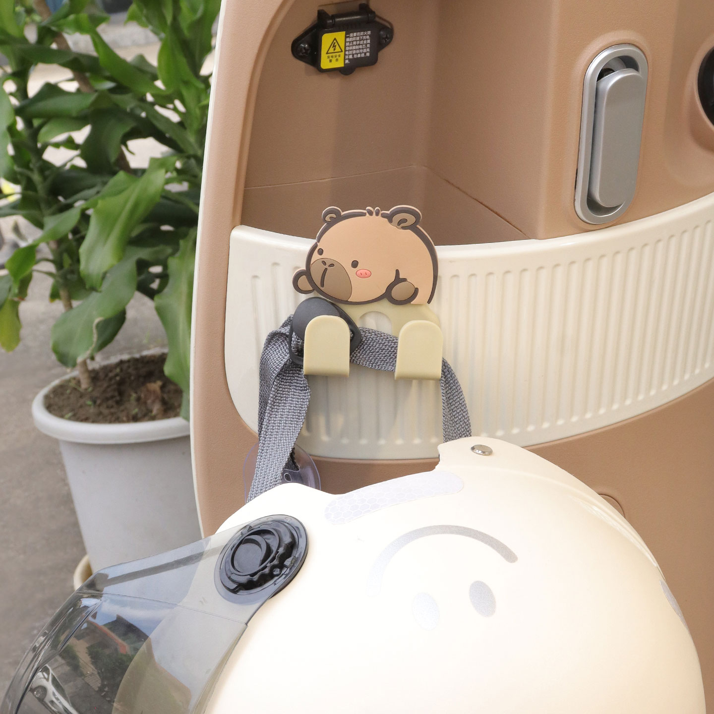 Cartoon cute electric car front storage hook hanging bag