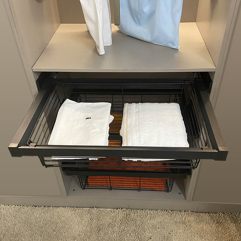 不锈钢阻尼导轨衣柜拉篮抽屉式抽拉篮伸缩裤架衣帽间内置收纳筐裤,淘宝优惠券,粉丝福利购,淘宝优惠卷