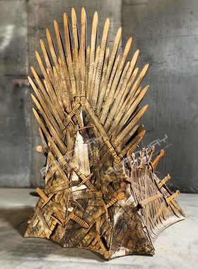 复古工业风KTV酒吧店面金属装饰权力的游戏 铁王座椅创意落地摆件