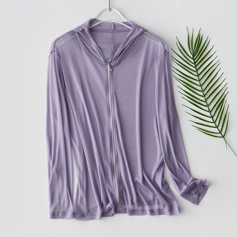 真丝网眼帽子衫防晒衣女空调衫外搭开衫披肩外套大码白色长袖上衣,淘宝优惠券,粉丝福利购,淘宝优惠卷