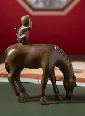 古铜官 马上封侯摆件 办公桌铜工艺品客厅家居红酒架电视柜装饰品