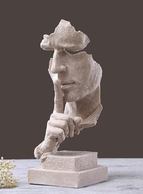 沉默是金办公桌摆件创意客厅酒柜装饰书房摆设现代简约家居艺术品