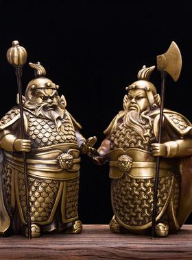 铜护宅门神哼哈二将新中式摆件家居装饰品客厅门口玄关电视柜书房