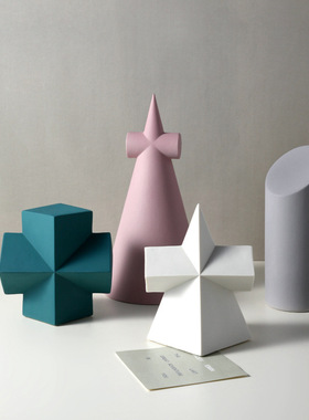 北欧立体几何陶瓷摆件客厅玄关