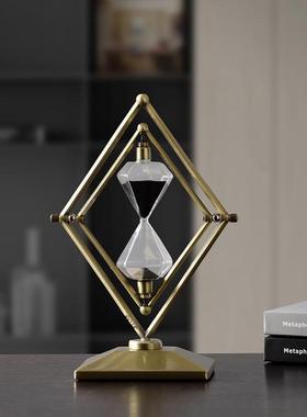 轻奢创意旋转黑色时间沙漏计时器摆件酒柜办公室桌面高级感装饰品