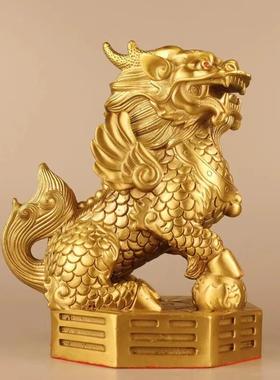 镇宅摆件黄铜八卦麒麟门厅玄关窗台客厅阳台办公桌室招财天斩反弓