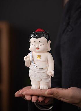 中式陶瓷太子佛浴佛禅意卧佛家用供奉家居客厅玄关博古架装饰摆件