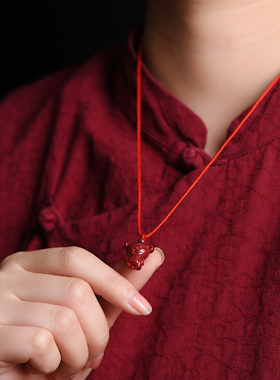 2025年蛇年天然朱砂十二生肖吊坠