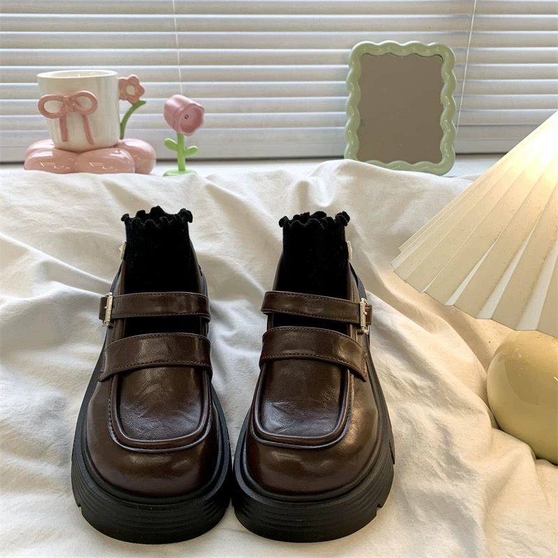 乐福鞋女2025新款春夏学院风厚底玛丽珍百搭单鞋黑色英伦风小皮鞋,淘宝优惠券,粉丝福利购,淘宝优惠卷