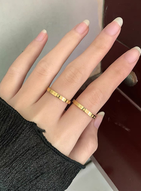 永不褪色钛钢爱心满圈戒指女ins小众设计时尚简约素圈指环不褪色