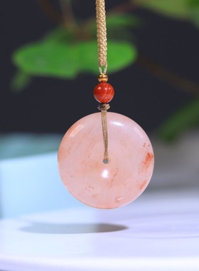 天然新疆金丝玉玉石桃花酿平安扣女吊坠色泽纯正男女古风颈饰品