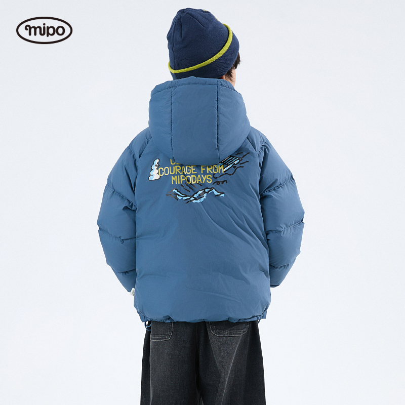【商场同款】mipo冬季儿童羽绒服三防男女童护脖抗冷连帽厚外套潮 - 图3