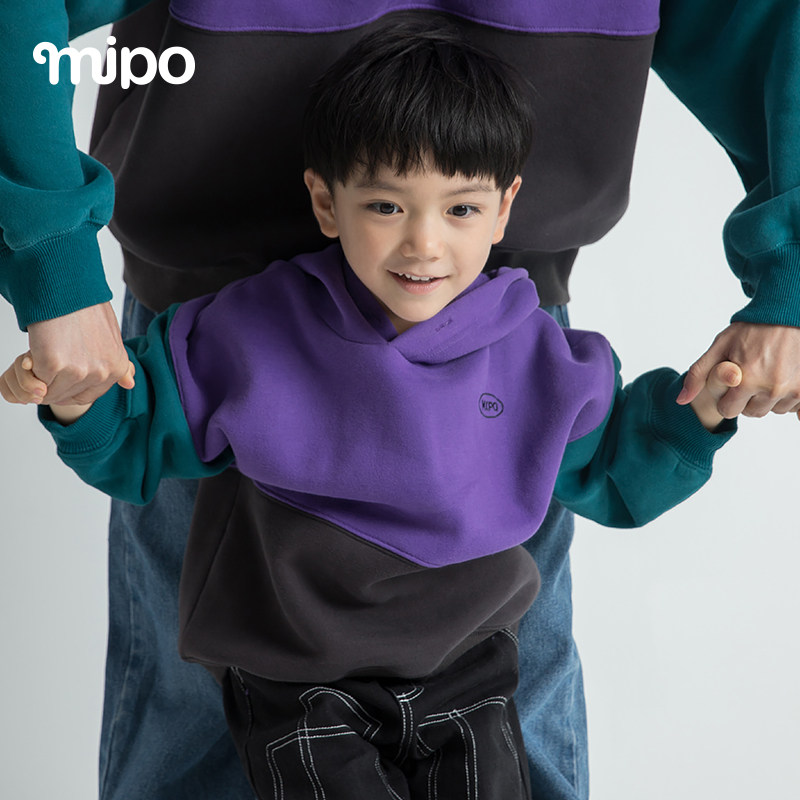mipo亲子装连帽卫衣一家三口2020 mipo亲子装/亲子时装