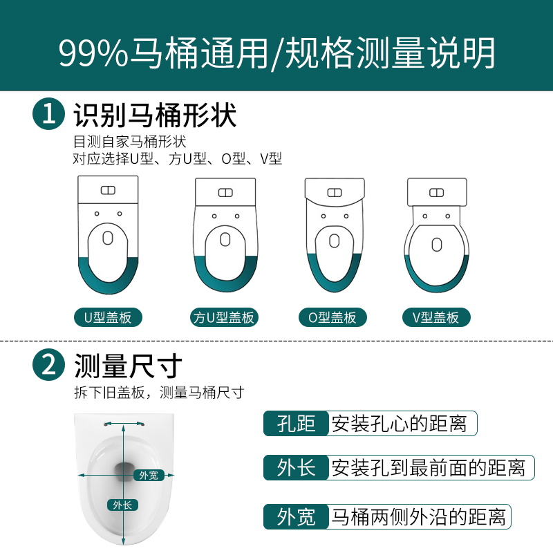 马桶盖 家用 通用加厚缓降坐便盖老式UVO型马桶圈坐便器盖板配件 - 图2