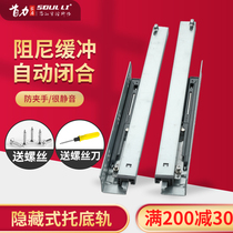 Bottom Drawer Rail Cabinet Drawer Bottom Slide Hide Buffer Slide Rail Bottom Mount Damping Drawer Rebound Track