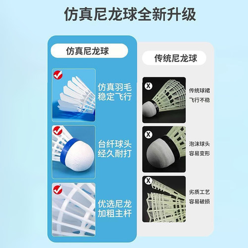 仿真鹅毛羽毛球耐打正品塑料尼龙学生防风训练比赛室外优质稳定 - 图3