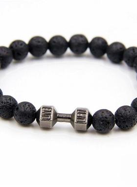 哑铃手链手串健身火山石串珠男款轻奢小众精致2025年高颜值学生党