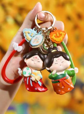 古风唐小糖钥匙扣挂件可爱人偶创意西安中国风唐仕女挂牌现货