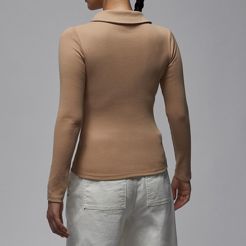 Nike/耐克正品JORDAN女士时尚紧身针织修身长袖T恤FV7192-200 - 图0