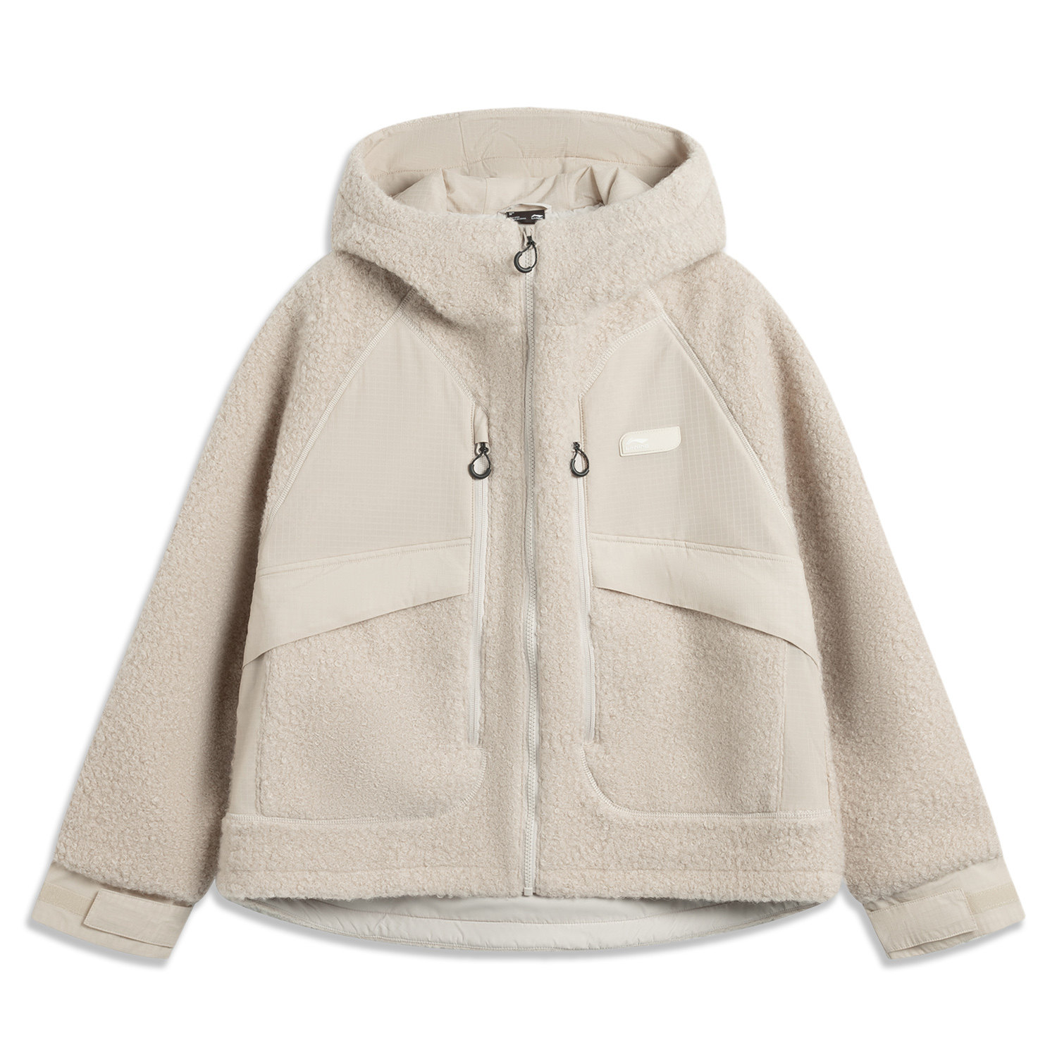 李宁正品CROSS新款女子潮流休闲宽松保暖连帽羊羔绒外套AFDU878,淘宝优惠券,粉丝福利购,淘宝优惠卷