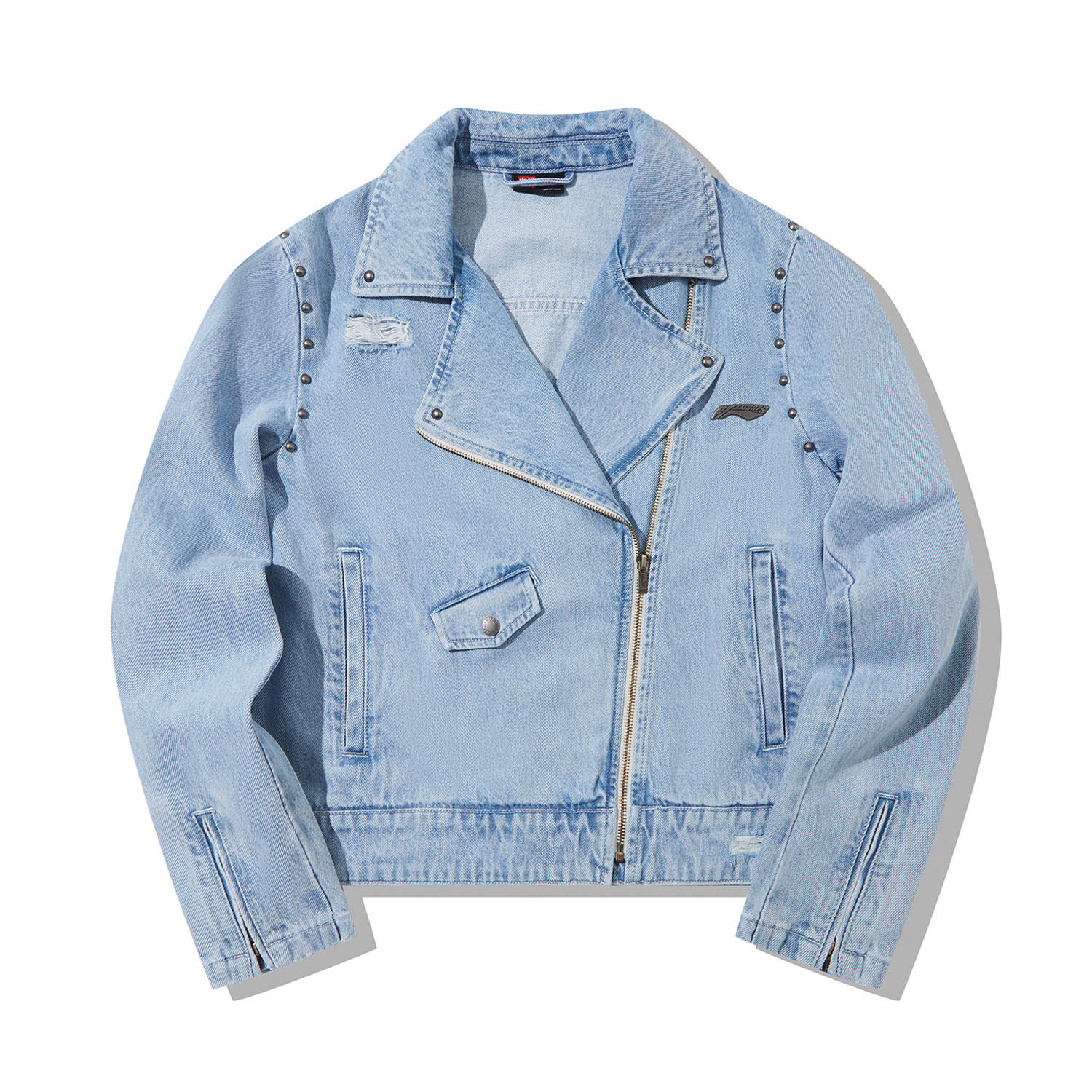 Lining/李宁正品新款女子印花翻领潮流水洗拉链牛仔外套AJDT758-2,淘宝优惠券,粉丝福利购,淘宝优惠卷