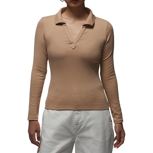 Nike/耐克正品JORDAN女士时尚紧身针织修身长袖T恤FV7192-200 - 图3