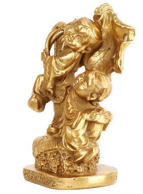 杨铜记  铜和合二先  合和摆件 家居工艺品