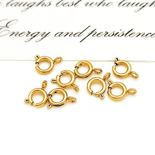 316不锈钢5-8mm弹弓扣炉内真空电镀不褪色项链扣弹簧扣圆形扣百搭 - 图0