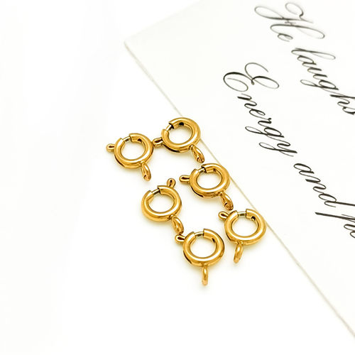 316不锈钢5-8mm弹弓扣炉内真空电镀不褪色项链扣弹簧扣圆形扣百搭 - 图2