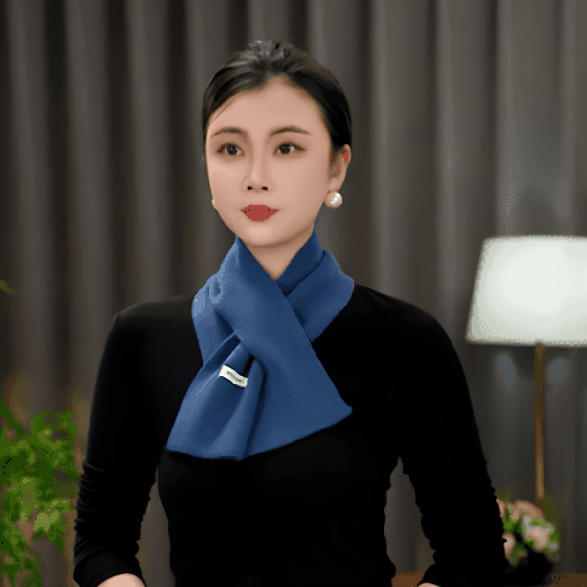 2025秋冬新款百搭时尚针织羊毛短款围巾女纯色交叉领巾,淘宝优惠券,粉丝福利购,淘宝优惠卷