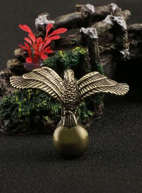 古玩古董古黄铜雄鹰展翅铜器摆件茶宠桌面书房办公室铜工艺品收藏