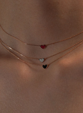 Vanrycke· Emoji 心形 黑色 珐琅 项链［法国设计师］