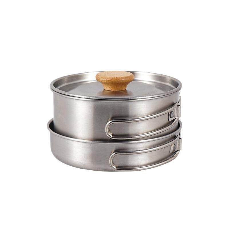 #户外登山304不锈钢折叠套锅野营便携煎锅汤锅家用野餐锅具2件套,淘宝优惠券,粉丝福利购,淘宝优惠卷