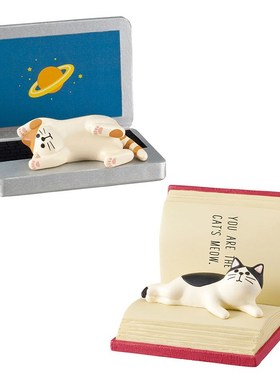 三毛猫猫咪书本手机支架摆件T拍照桌面道具