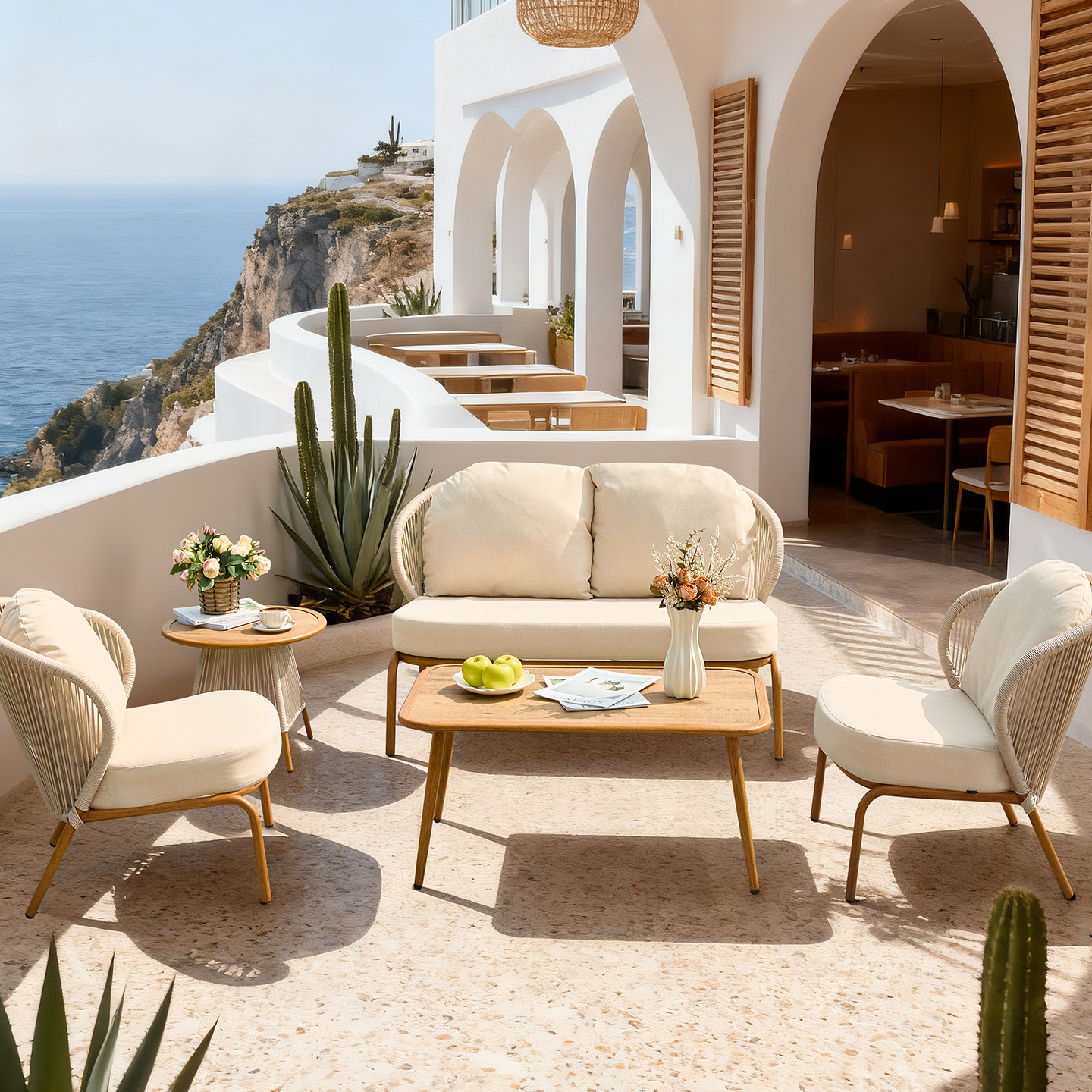 诺歌花园户外沙发组合庭院别墅花园休闲室外露天藤编拉绳藤椅家具,淘宝优惠券,粉丝福利购,淘宝优惠卷