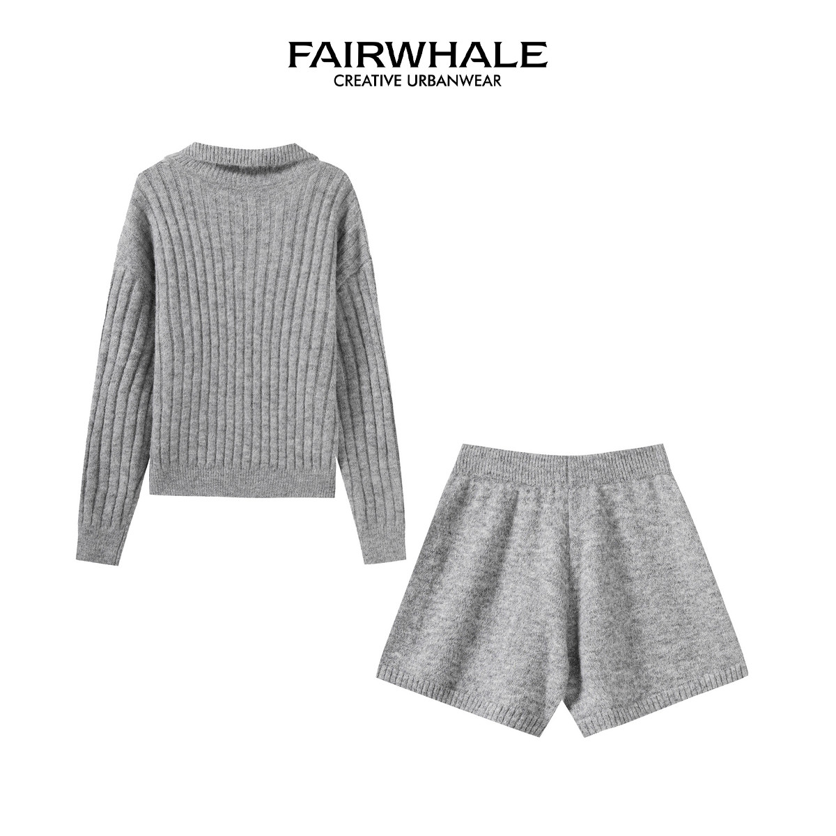 【马克华菲专场】马克华菲休闲纯色百搭翻领显瘦针织衫短裤两件套,淘宝优惠券,粉丝福利购,淘宝优惠卷