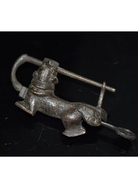 古玩收藏老式横开十二生肖铜锁密码挂锁民俗旧藏民俗老物件古董