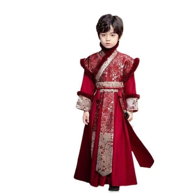 男童明制汉服加绒侠客冬季红色中国风古装唐装国学服少爷服公子服,淘宝优惠券,粉丝福利购,淘宝优惠卷