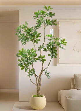 仿真绿植鸭脚木高端轻奢客厅盆栽