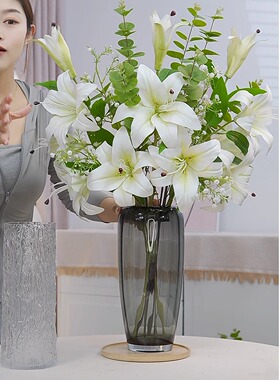 摆设轻奢客厅高端手感百合花仿真