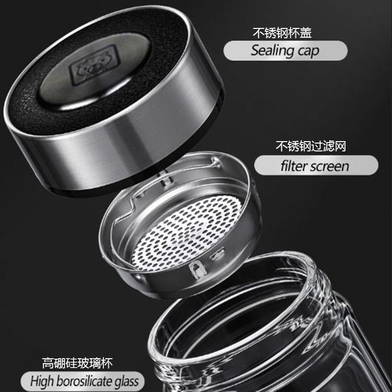 加厚双层玻璃杯防漏杯盖泡茶杯子超大容量办公饮水男女士隔热水杯,淘宝优惠券,粉丝福利购,淘宝优惠卷