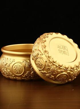 黄铜聚宝盆摆件八福聚宝盆拉丝聚宝盆家用桌面摆件