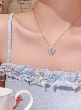 银色蝴蝶项链甜酷辣妹风ins冷淡